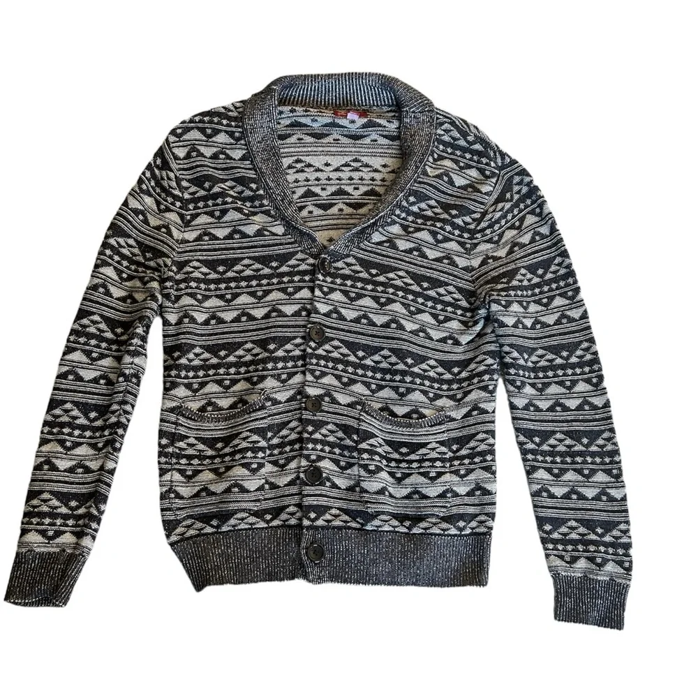 ARIZONA Men’s Navy and Light Gray Button Up Cardigan Sweater - Picture 1 of 6